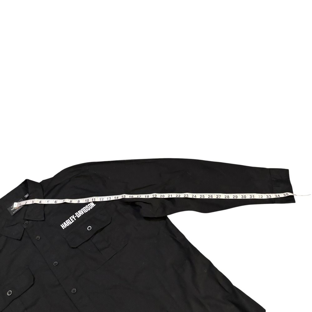 Harley-Davidson Mens 2XL Black Button Up Work Shirt Number 1 Graphic Long Sleeve - Picture 9 of 9